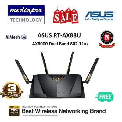 Asus RT-AX88U AX6000 WIFI 6 Dual Band 802.11ax Router - 3 Years Local Asus Singapore Warranty