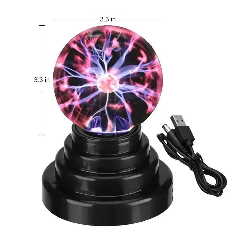 RGB Electrostaticion Plasma Ball Lamp - Touch Control Lightning Globe USB Powered Color-Changing Mood Light with Glass Cover