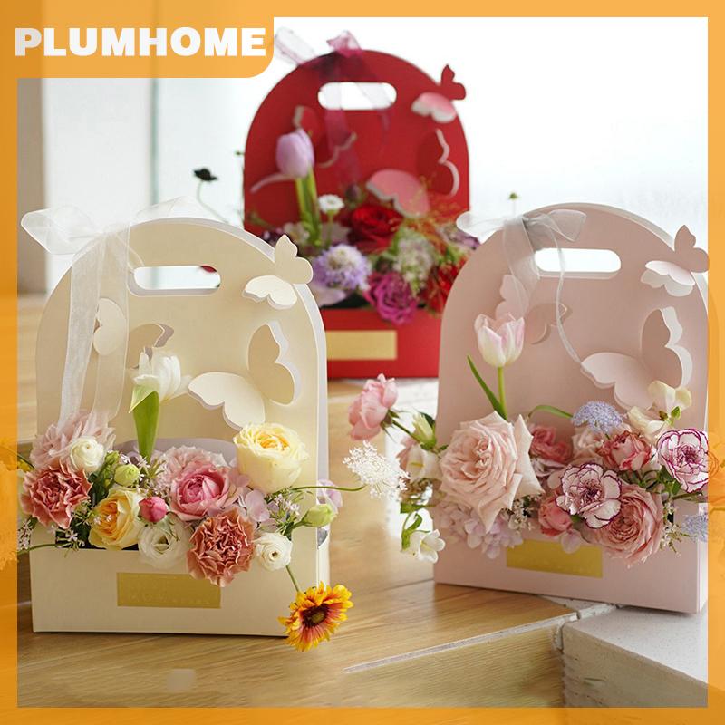 PLUMHOME Hộp hoa bướm, giỏ hoa tay, hộp hoa giấy, Túi cắm hoa, hộp quà tặng hoa