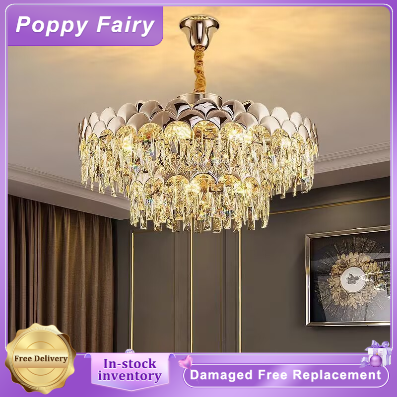 Luxury Crystal Chandelier Three Color Living Room Pendant Lamp LED Decor Lighting Dining Room Ceiling Light ราคา 8,799 บาท*ส่งฟรี