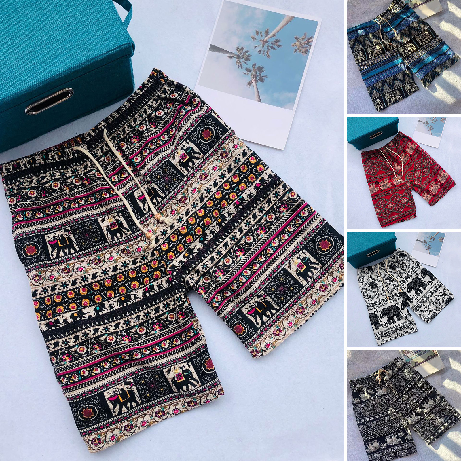Wanglin quần short nam in hình con voi quần short nam hình họa quần short nam in hình con voi đi biể
