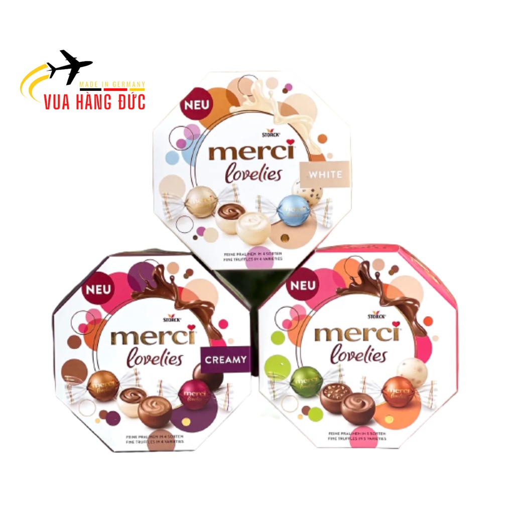 Kẹo Socola Merci Lovelies Mix Màu, Hộp Lục Giác, 186g, Hàng Đức
