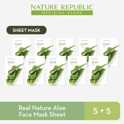 Nature Republic Real Nature Aloe Face Mask Sheet - for Normal Skin (5+5)