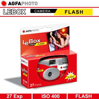 Agfa Photo Lebox Camera Flash 35mm Disposable Single Use Film Camera with Flash - 27 Exposures
