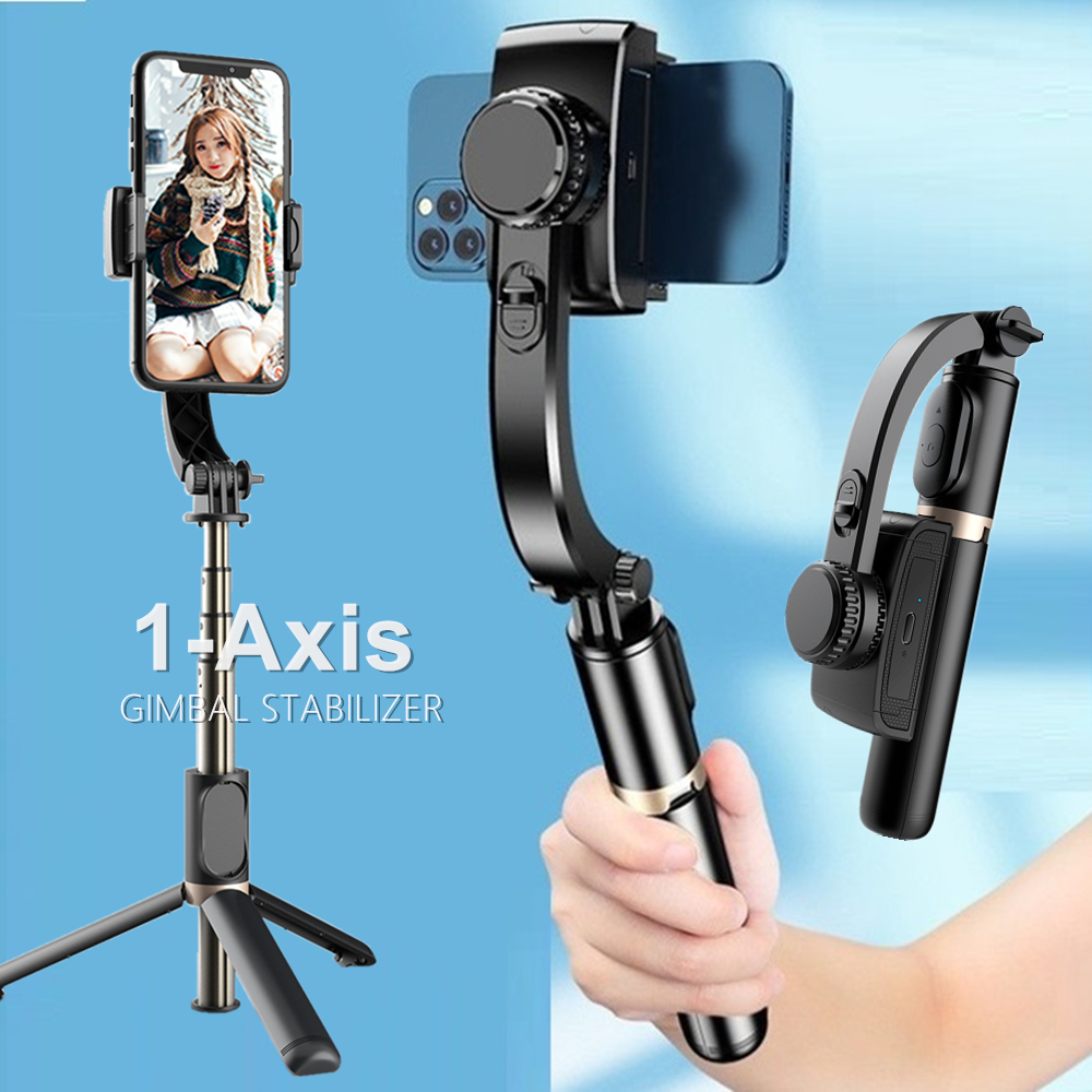 Wireless Mobile Video 1-Axis Gimbals Stabilizer Bluetooth Selfie Stick Tripod For Smartphone Live Vertical Shooting Bracket