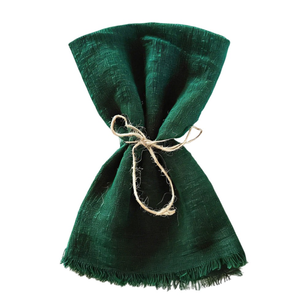 MUMU 6pcs 42x42cm Khăn ăn có tua rua Có thể tái sử dụng Màu xanh lá cây thông thường Khăn ăn viền tua rua Khăn trải bàn Phong cách cổ điển Khăn giấy gạc Bàn tiệc cưới - 8