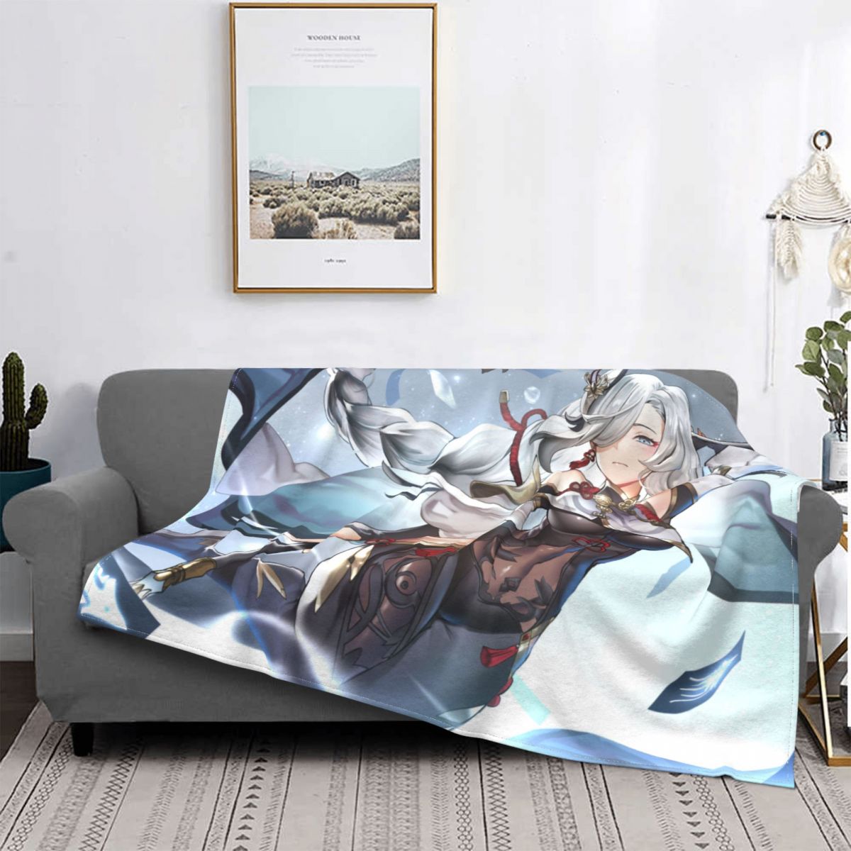 Ningmeng Shenhe Genshin Impact Amber ARPG Game Blanket Flannel Spring Autumn The Vacated Warm Throws For Winter Bedding