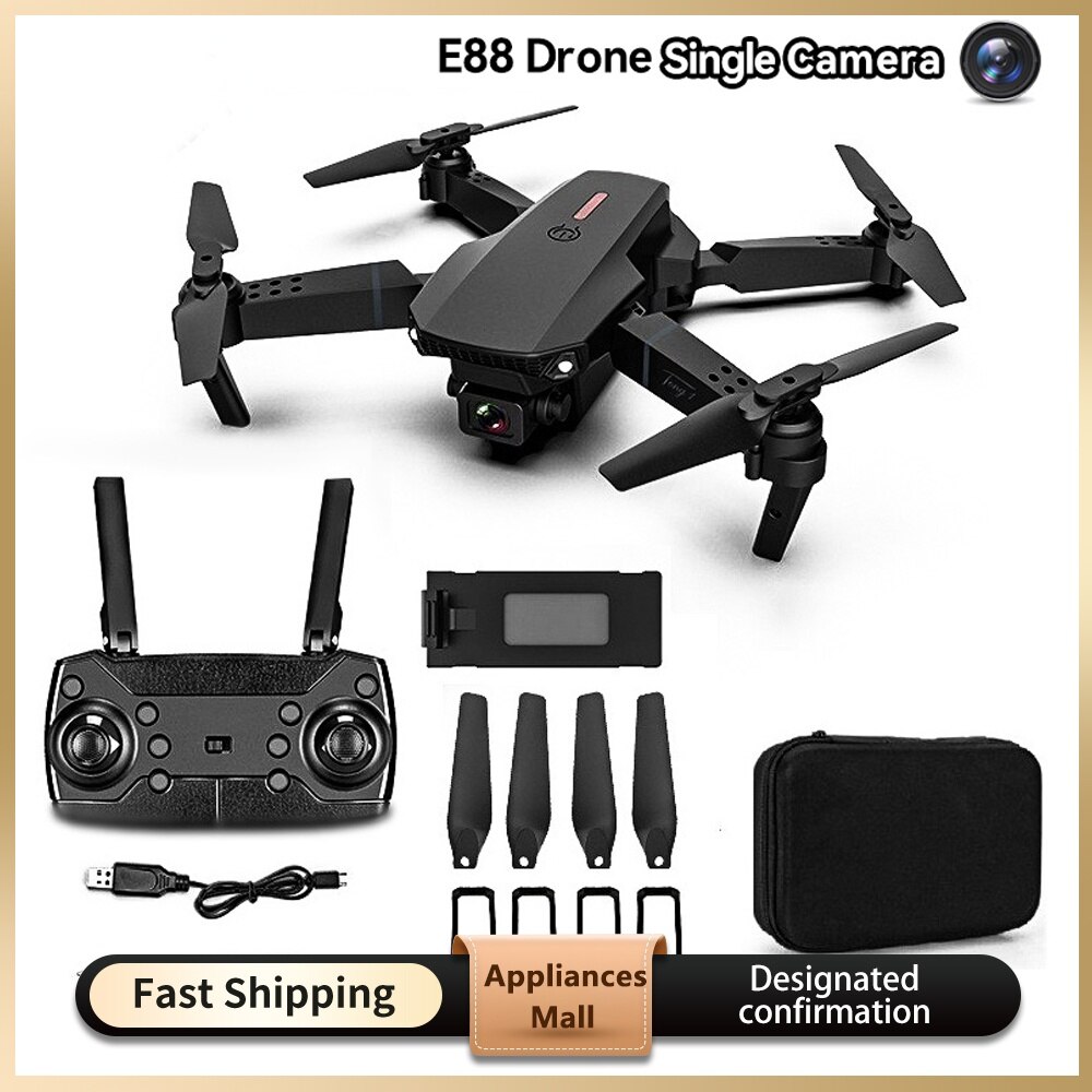 E88 Mini Drone Camera HD Chuyên Nghiệp Tránh Chướng Ngại Vật Chụp Ảnh Trên Không Không Chổi Than Gấp Quadcopter Đồ Chơi Quà Tặng Mới