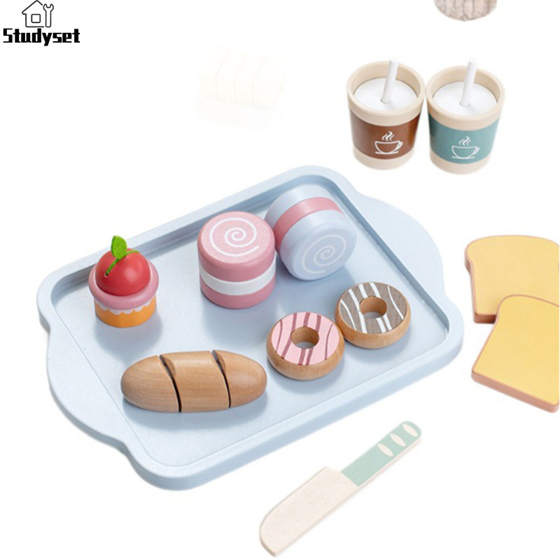 Studyset Play Food Sets For Kids Kitchen Wooden Breakfast Playset Pretend Food Play Kitchen Accessories Set Gifts For Boys Girls ราคา 459 บาท*ส่งฟรี