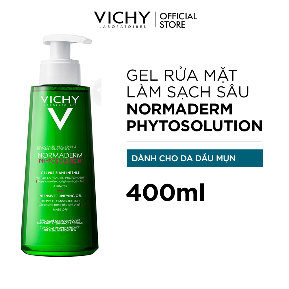 Sữa rửa mặt dạng gel làm sạch sâu giảm bã nhờn Vichy Normaderm Phytosolution