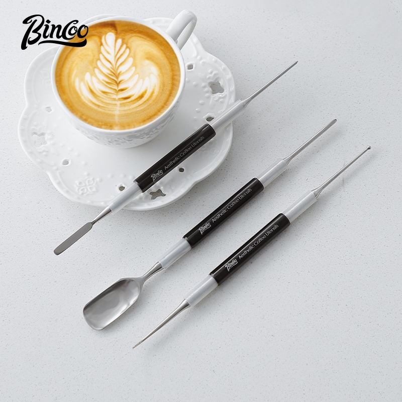 Bincoo Coffee Stainless Steel Carved Needle Hook the Needle Milk Coffee Latte Bar Carved Stick Set ราคา 435 บาท*ส่งฟรี
