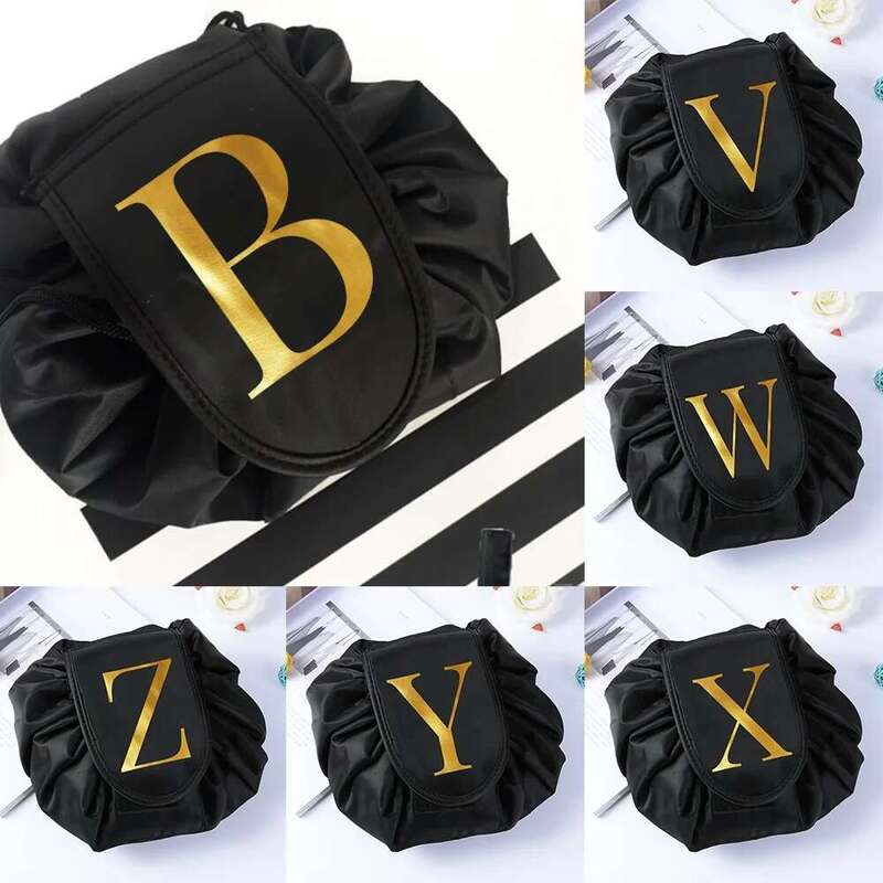 Lazy Cosmetic Women Magic Pouch Folding Makeup Portable Travel Storage Wash Bag Letter Print Organizer Toiletry
