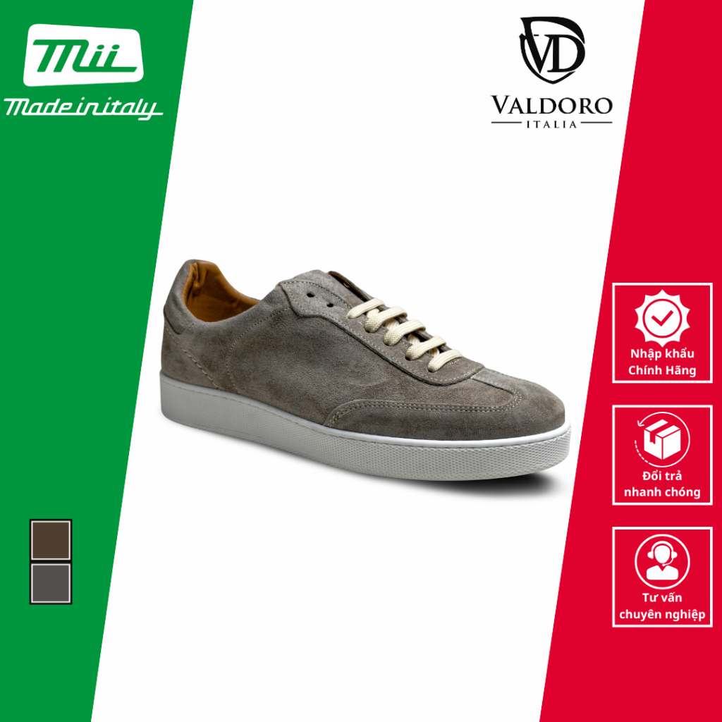 Giày Sneaker Nam Da Lộn Sản Xuất Tại Italy - Valdoro -BRANDO-SUEDE_CUOIO