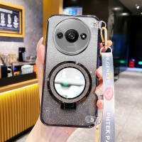 Callfire New Phone Design Case for Xiaomi Redmi A3 Poco C61 4G Anti drop electroplated gradient transparent phone case with circular mirror holder and Long Hanging Rope