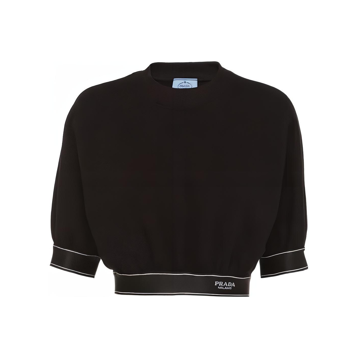 เสื้อครอป เสื้อสายเดี่ยว เสื้อกล้ามแฟชั่นฤดูร้อน Prada ผู้หญิงคอกลมสีดำ Moderate 135706-10FI-F0002-S-221