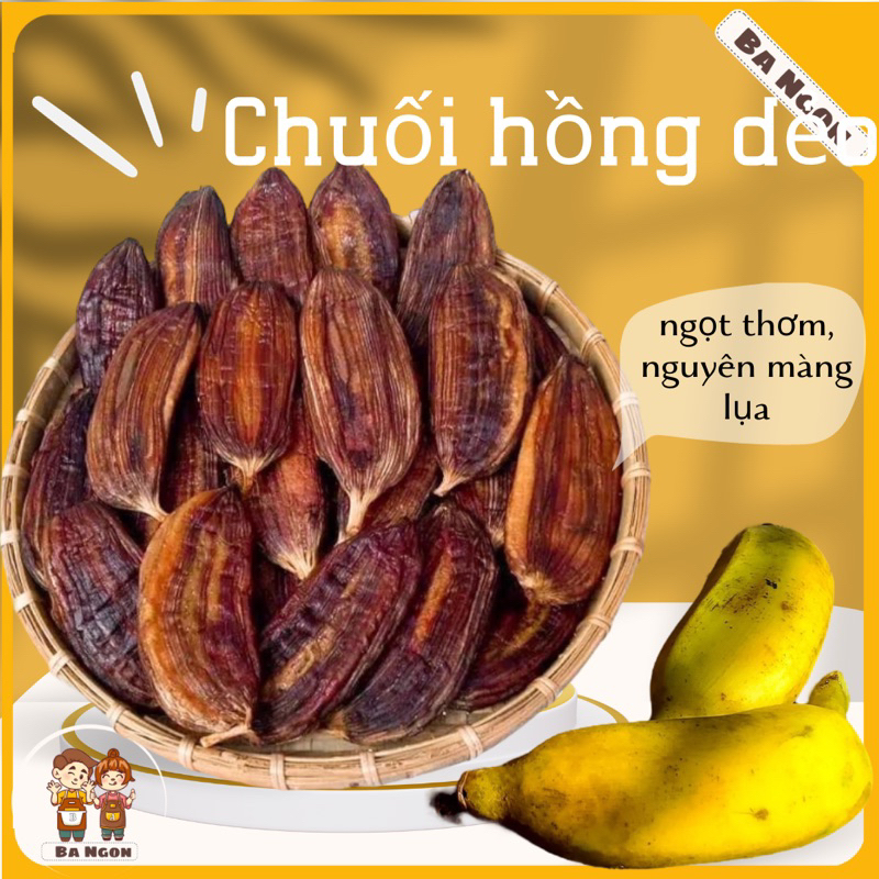 Chuối hồng sấy dẻo - chuối sấy nguyên màng dai dẻo ngọt thơm