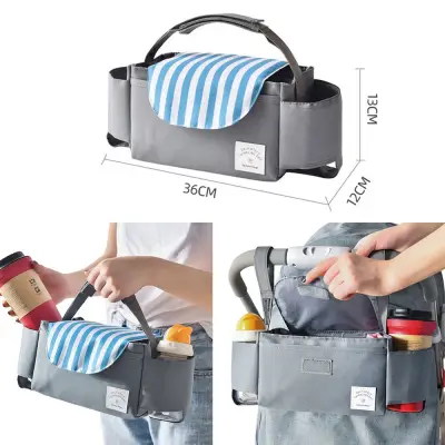 BENNETTGC Multi-function Large Capacity Pushchair Mummy Bag Hanging Bottle Cup Holder Pram Organiser Baby Stroller Bag