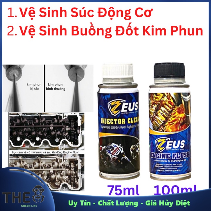 Combo Súc Rửa Động Cơ ZEUS Và Vệ Sinh Buồng Đốt Kim Phun ZEUS-- Uy Tín
