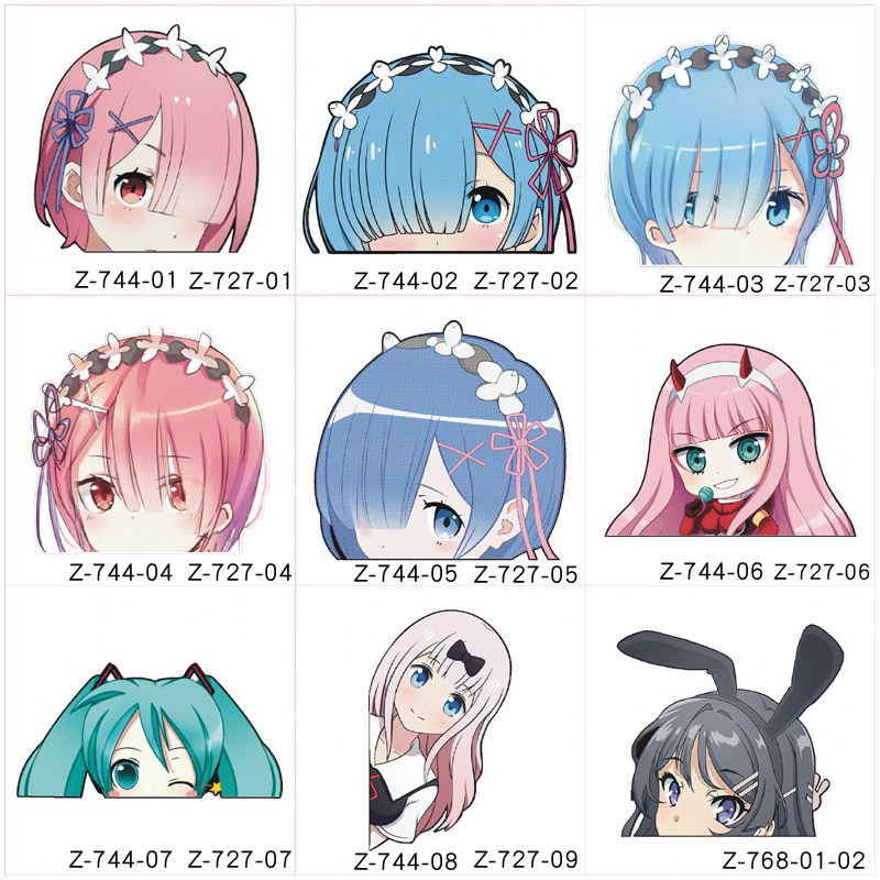 Rem Hatsune Miku Car Sticker Cartoon Game Beautiful Girl Two Dimension Avatar Sticker SEY
