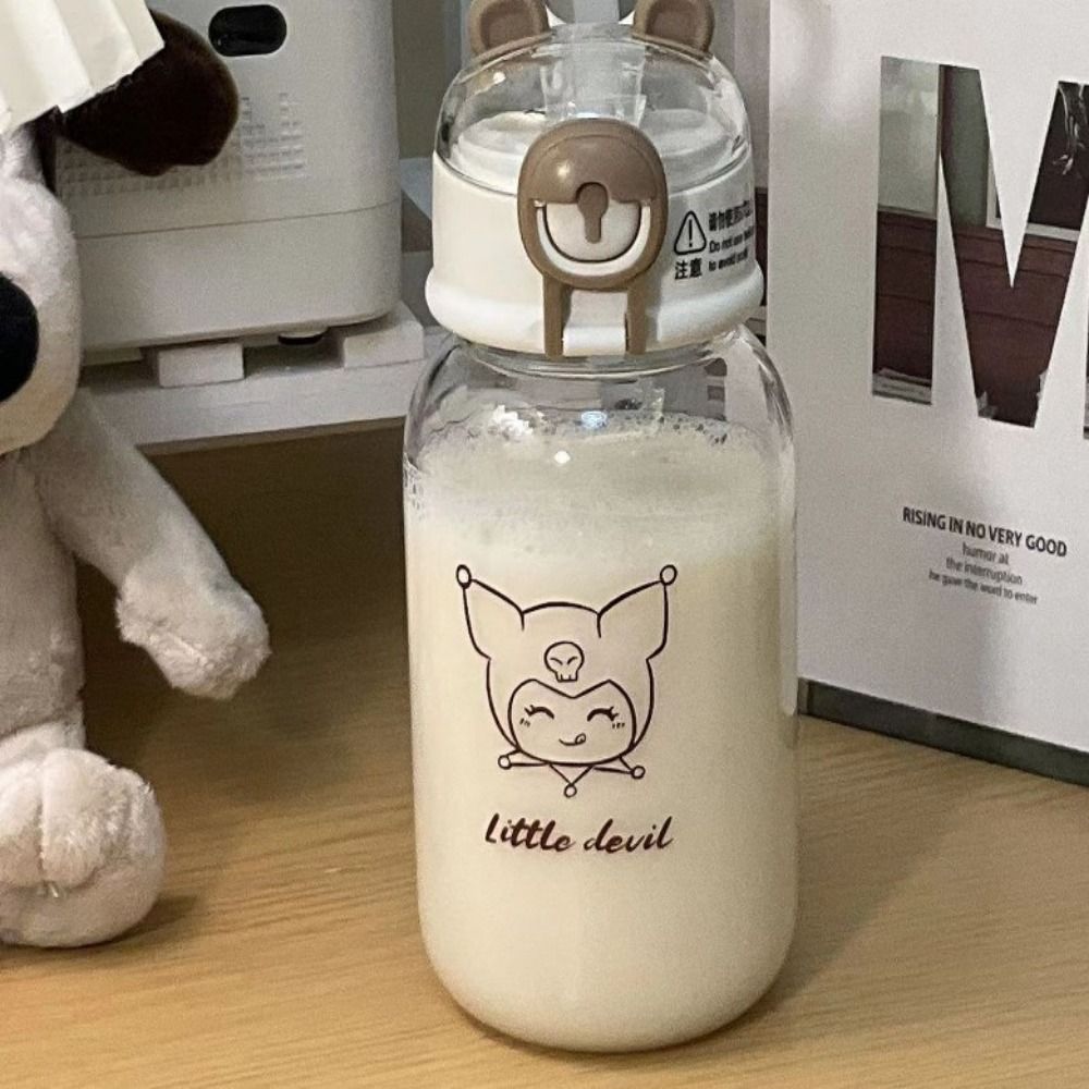 NQICZR Kuromi Chai nước có ống hút Cinnamoroll Anime Cốc uống nước Ngoài trời Cốc có ống hút Chai nước hoạt hình anime Học sinh nam nữ - 2