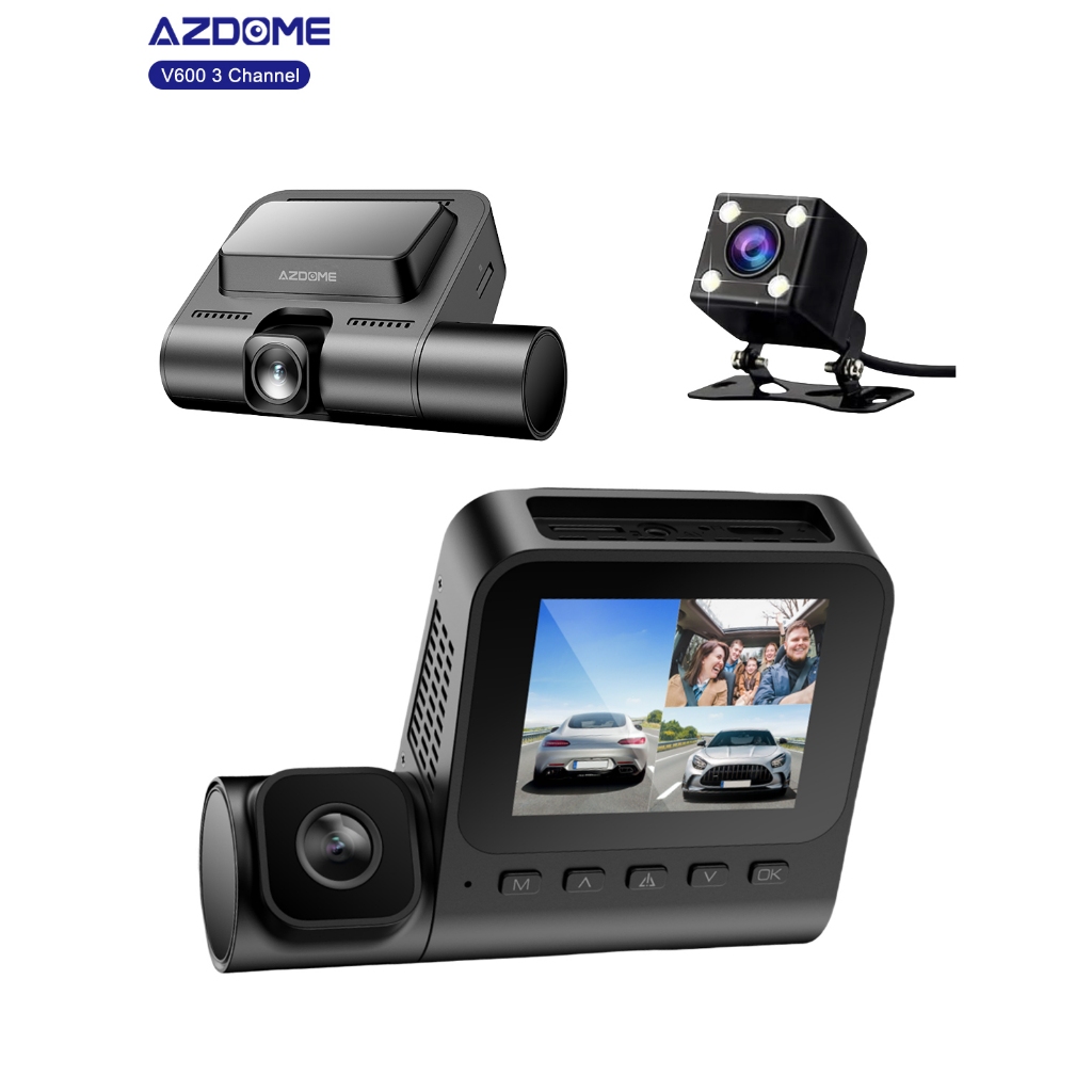 Dash Cam 3 Channel Recording 2.4 Inch Screen G-Sensor AZDOME V600 Super Night Vision 1080P Presyo 9,988 Piso*Libreng Shipping