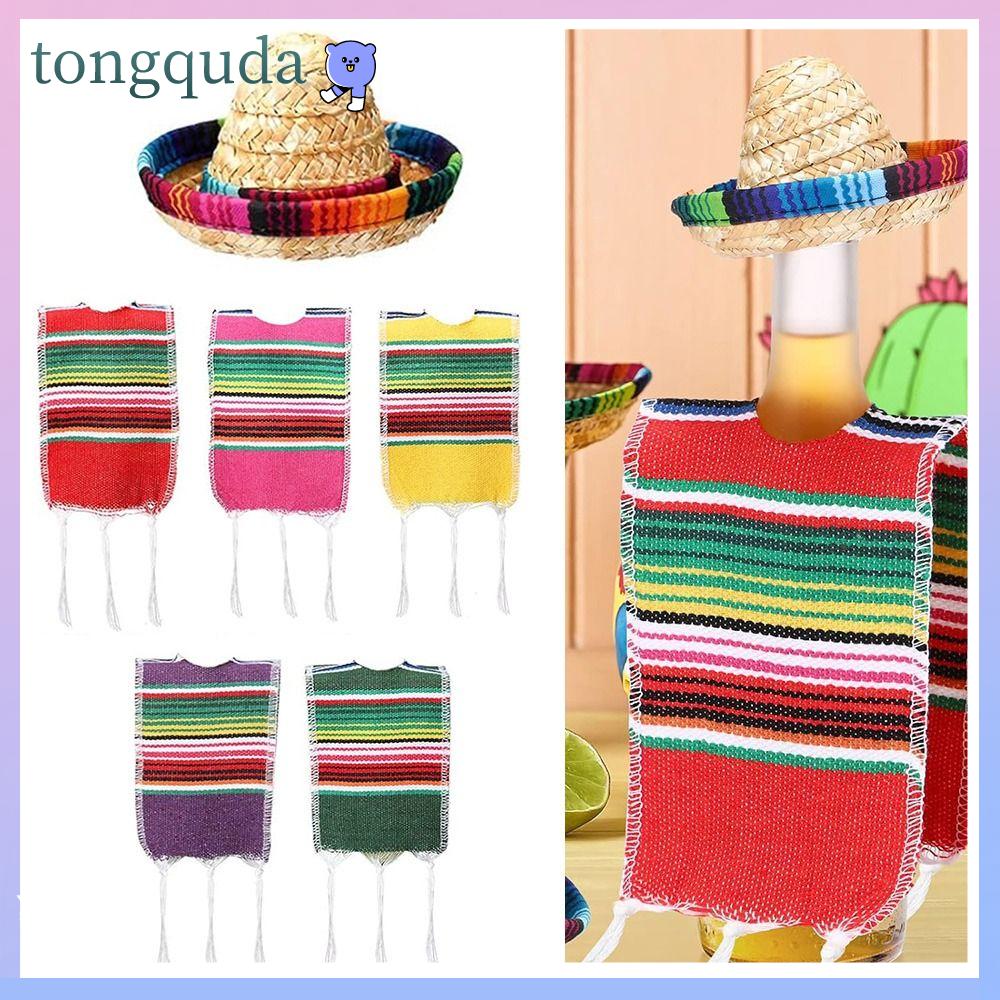 TONGQUDA Chủ đề Mexico Mũ sombrero nhỏ Trang trí lễ hội Trang trí tiệc Vỏ áo ponsô bia Phụ kiện Đầy màu sắc Bình serapes