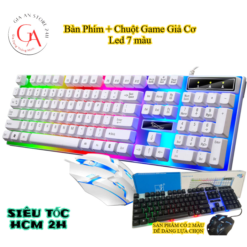 Bàn Phím + Chuột Game Giả Cơ Led 7 màu, Thiết Kế Logo Con Báo Đẹp Mắt