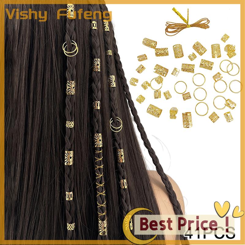 Vishy Dreadlock Tóc Nhẫn Có Thể Điều Chỉnh Còng Clip Tóc Bện Bẩn Bẩn Bead Kẹp Tóc Phụ Kiện Mũ Nón Ch