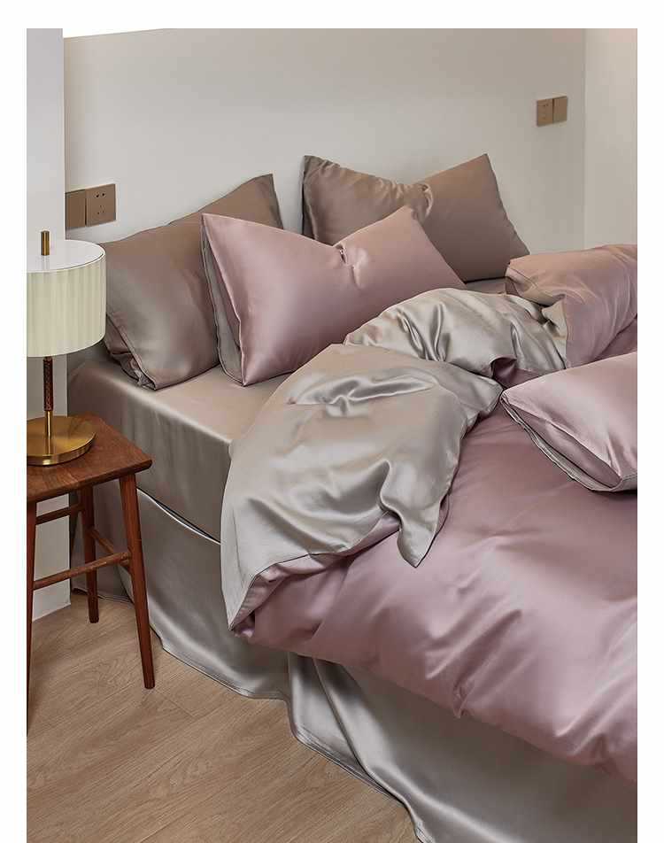 Set di biancheria da letto 60 pezzi in Tencel Four tinta unita Ice Silk Summer Naked, lenzuolo con angoli elasticizzati, set copripiumino, set di lenzuola in tre pezzi AoyuejHasd-CB