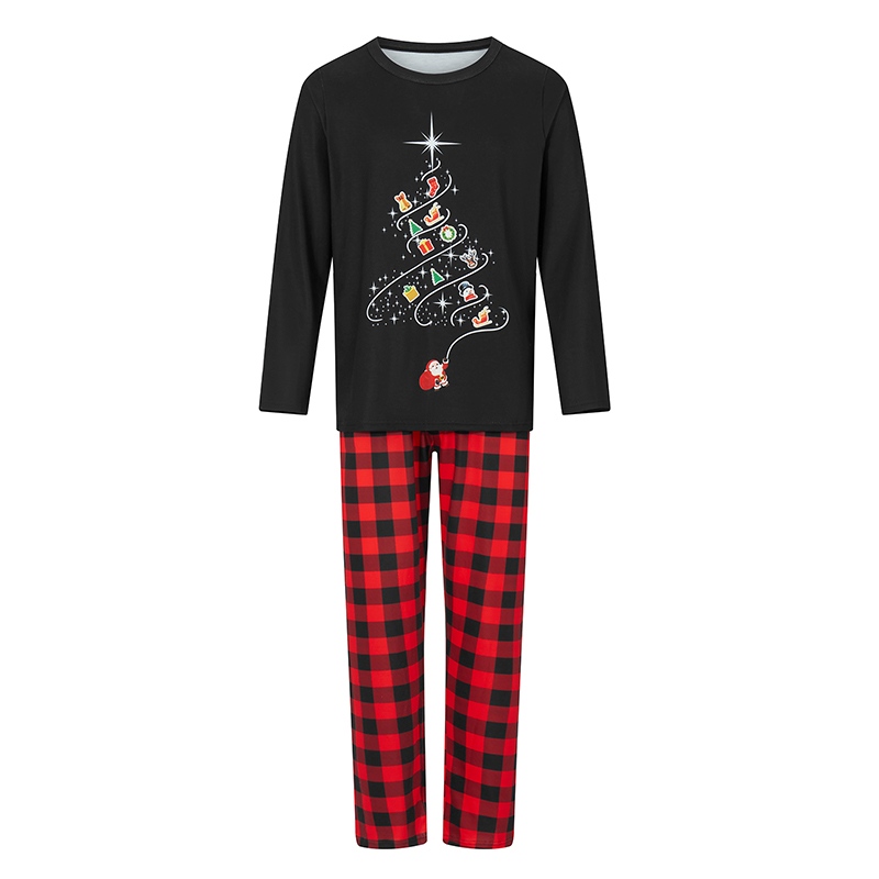 Family Matching Christmas Pajamas, Baby Romper/Line Christmas Tree Print Long Sleeve Tops Plaid Pants Sleepwear Set
