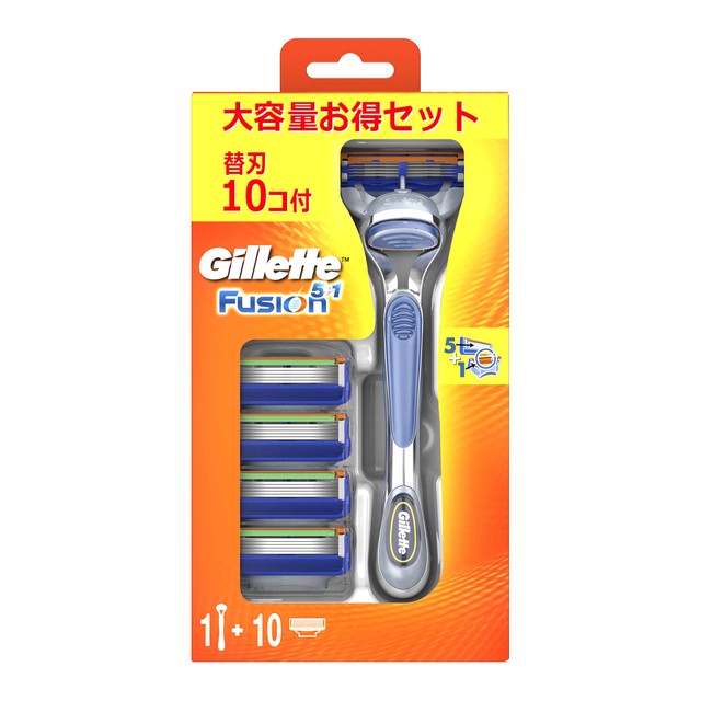 Bộ dao cạo râu Gillette Fusion 5 + 1 cùng 10 lưỡi thay thế-NHẬT BẢN