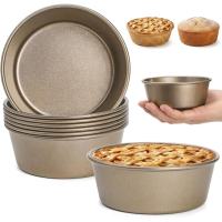 Carbon Steel 8 Pack Mini Pie Pans 4 Inch Reusable Nonstick Small Round Muffin Cake Pan Pie Tins Hamburger Bun Mold