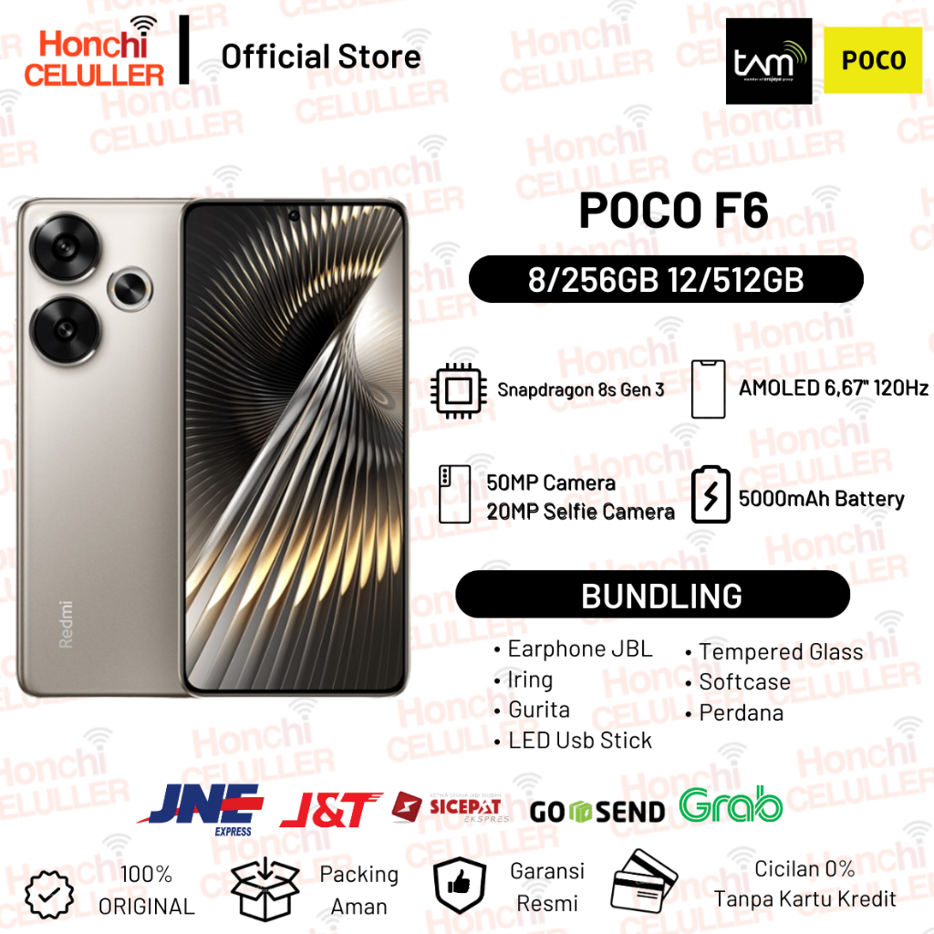 Xiaomi POCO F6 12/512GB 8/256GB Garansi Resmi Indonesia TAM Harga 4,999,000 rupiah*Gratis Ongkir