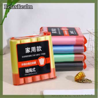 RelaxRealm Tự động đóng dây rút túi rác hộ gia đình nhà bếp xách tay dày dùng một lần màu đen lớn túi nhựa Giá cả phải chăng