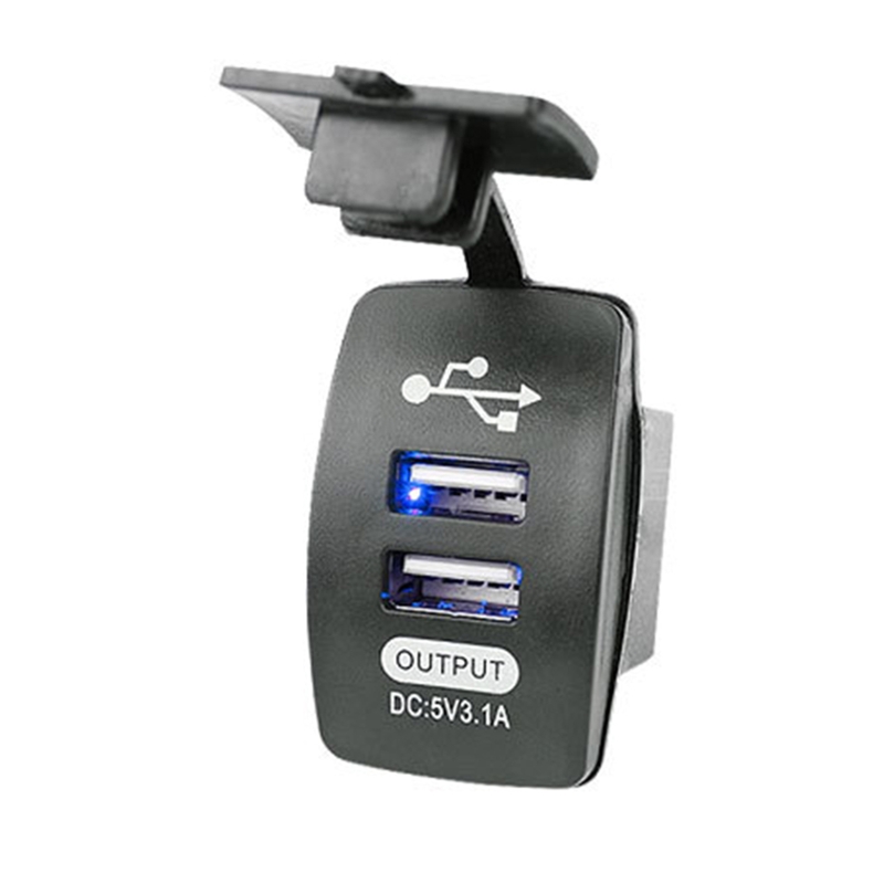 Hàng Mới Về Sạc điện dùng trên xe hơi Cổng USB kép sạc điện thoại chống nước chống bụi Bộ chuyển đổi tự động 3.1A