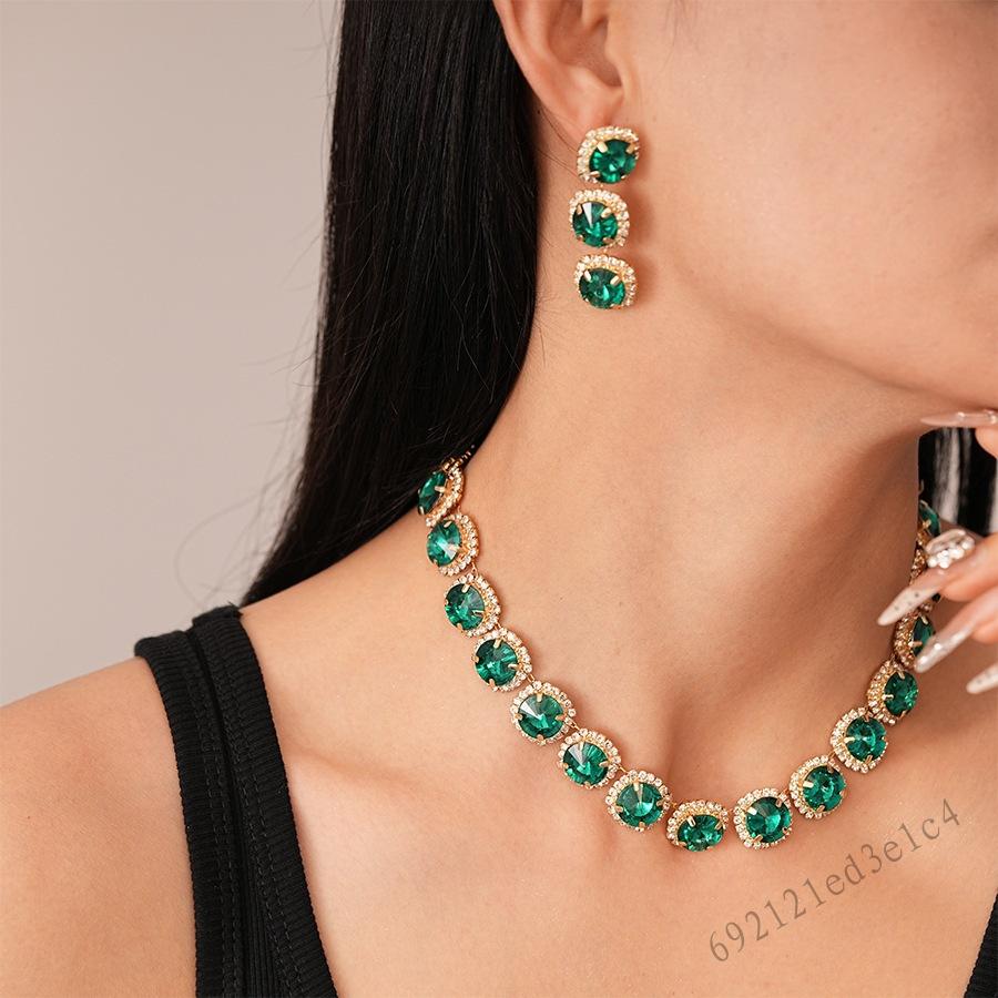 ชุดเครื่องประดับคริสตัล 3 ชิ้น - ต่างหูสร้อยคอผู้หญิงสำหรับงานแต่งงานสวมใส่ทุกวัน ราคา 172 บาท*ส่งฟรี