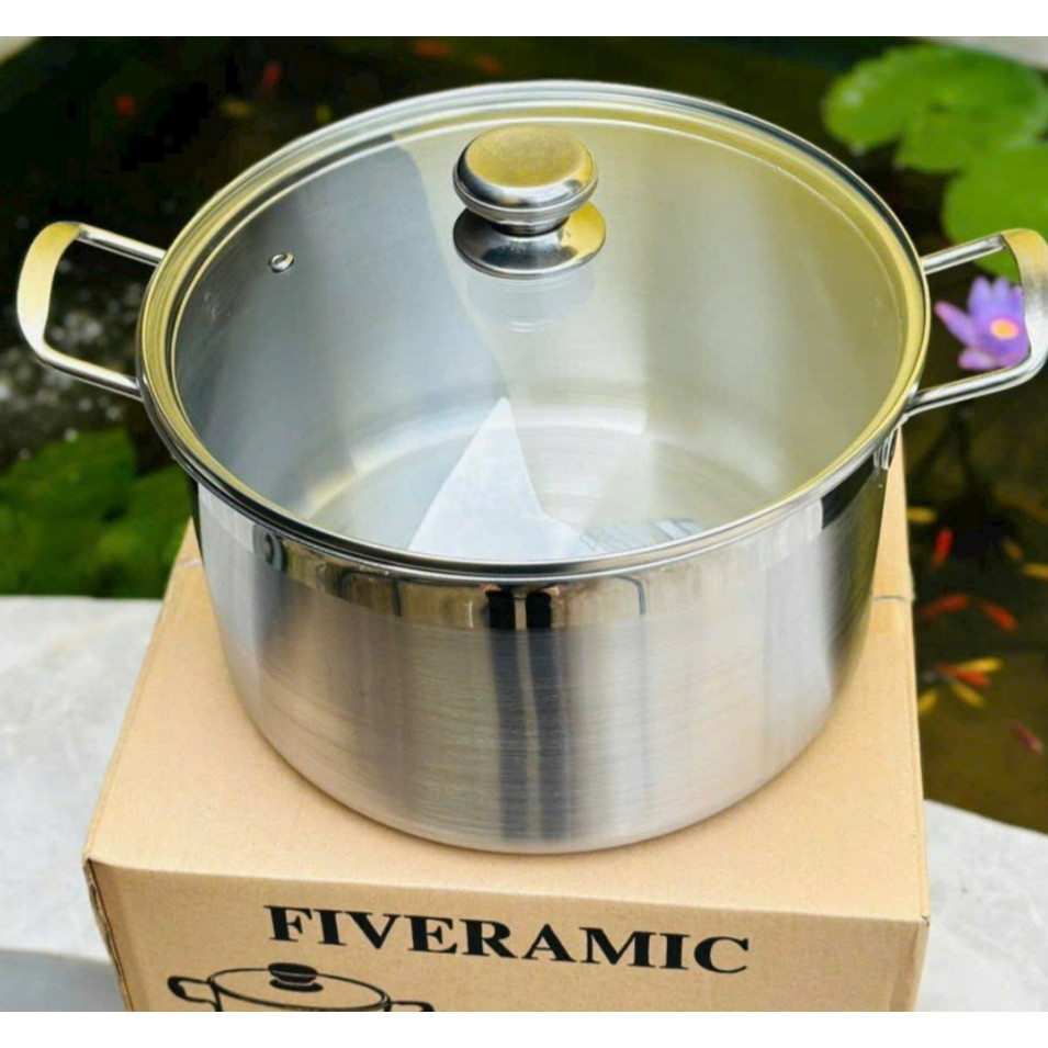 Nồi inox Fiveramic sử dụng được mọi loại bếp SIZE LỚN 34CM - 40CM dụng cụ nhà bếp chịu nhiệt tốt