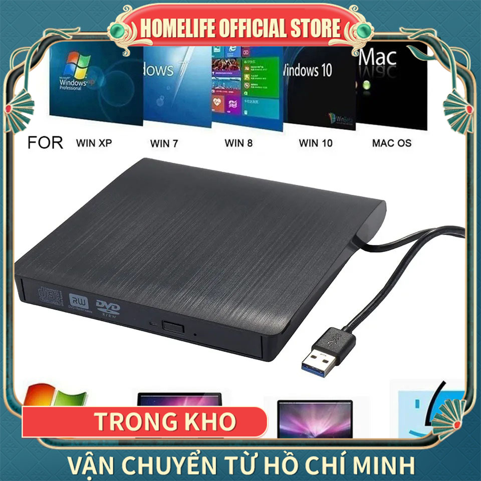 Chính Hãng USB 3.0 + Type-C Ổ Ghi Đĩa DVD RW CD Gắn Ngoài Mỏng Hai Trong Một Đầu Đọc Đầu Đọc Ổ Đĩa Quang Cho
