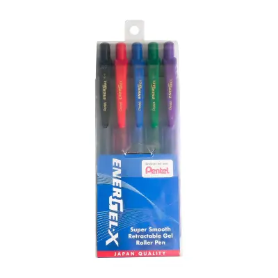 PENTEL EnerGel-X BL107 Refillable Gel Roller Pen Value Set (0.7mm, 5 Colours Set)