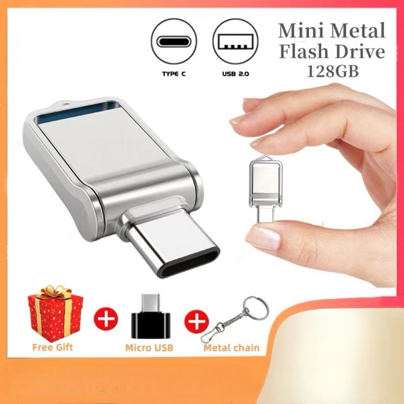 【COD + Gift】2 IN 1 Mini Metal PenDrive 32GB 512GB 1TB 2TB U Disk TYPE C OTG USB FLASH DRIVE For PC Phone Presyo 254 Piso*Libreng Shipping