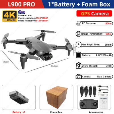 LAUMOX L900 Pro Done 4K Dron with HD Dual Camera 5G GPS FPV Brushless Motor RC Quadcopter Professional Distance 1.2km RC Drone