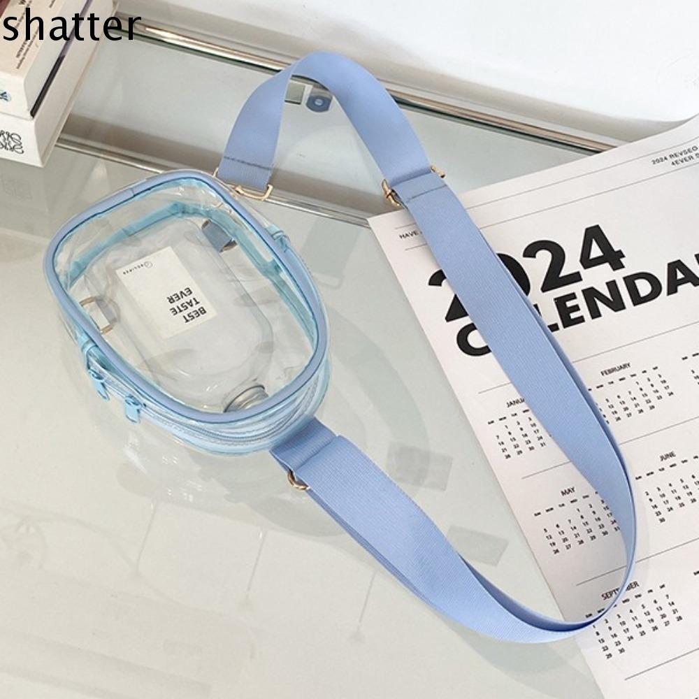 SHATTER กันน้ำกันน้ำได้ กระเป๋าสะพายใสคู่ พีวีซีพีวีซี สไตล์เกาหลีแบบ กระเป๋า Crossbody โปร่งใส กระเป๋าแบบสะพายไหล่ แบบพกพาได้ กระเป๋าตุ๊กตาออกไปข้างนอก เทศกาลสงกรานต์ ราคา 202 บาท*ส่งฟรี