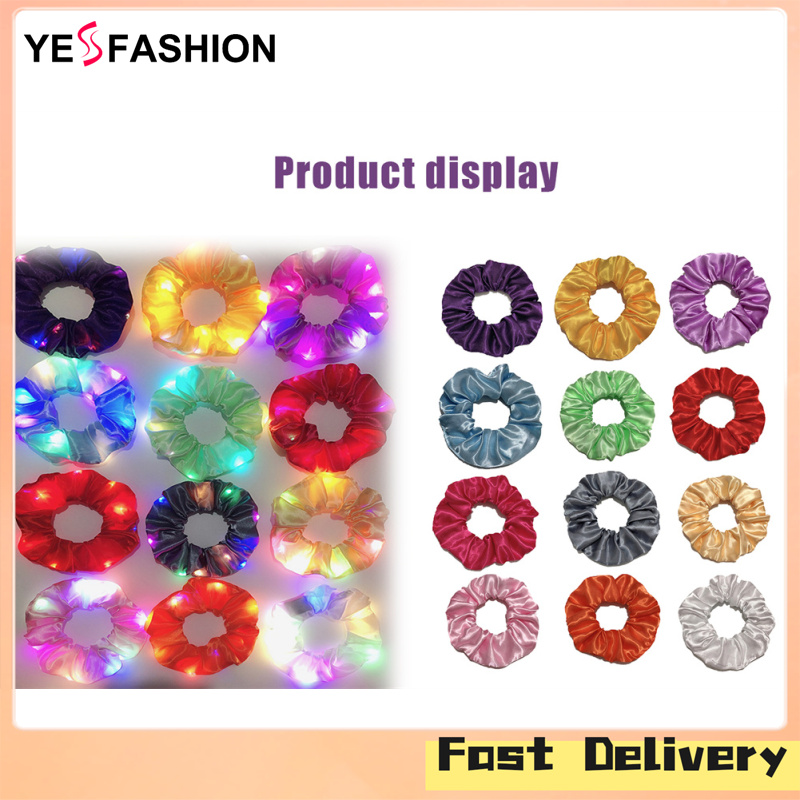 Broadfashion new！Women's 12 Pieces Elastic Satin Hair Ties With 3 Modes LED Multiple Colors Hair Band Scrunchies For Halloween Parties ราคา 163 บาท*ส่งฟรี