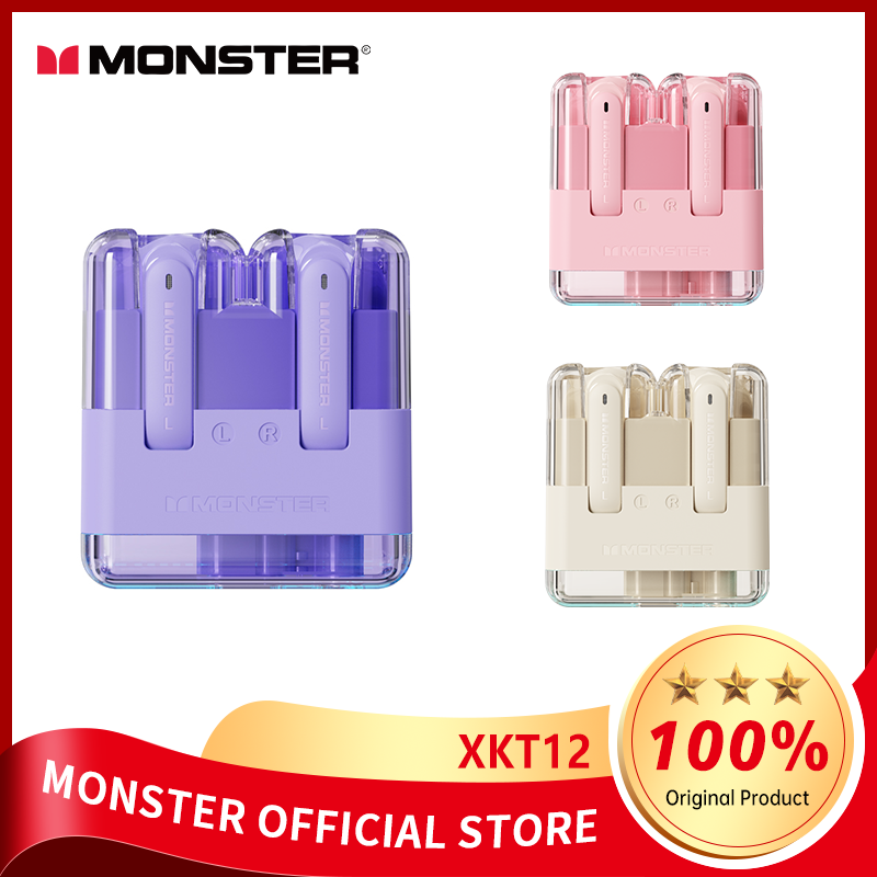 Monster XKT12 Gaming Earphones Bluetooth 5.3 TWS Wireless Headset HIFI Sound Earbuds Noise Reduction Headphones 300mAh