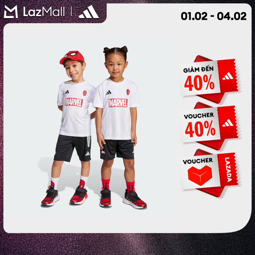 [CHỈ 1-10.2-VOUCHER 35%] adidas Phong cách sống Bộ Áo Thun Marvel Spider-Man Cho Bé Trẻ em trắng JM0807