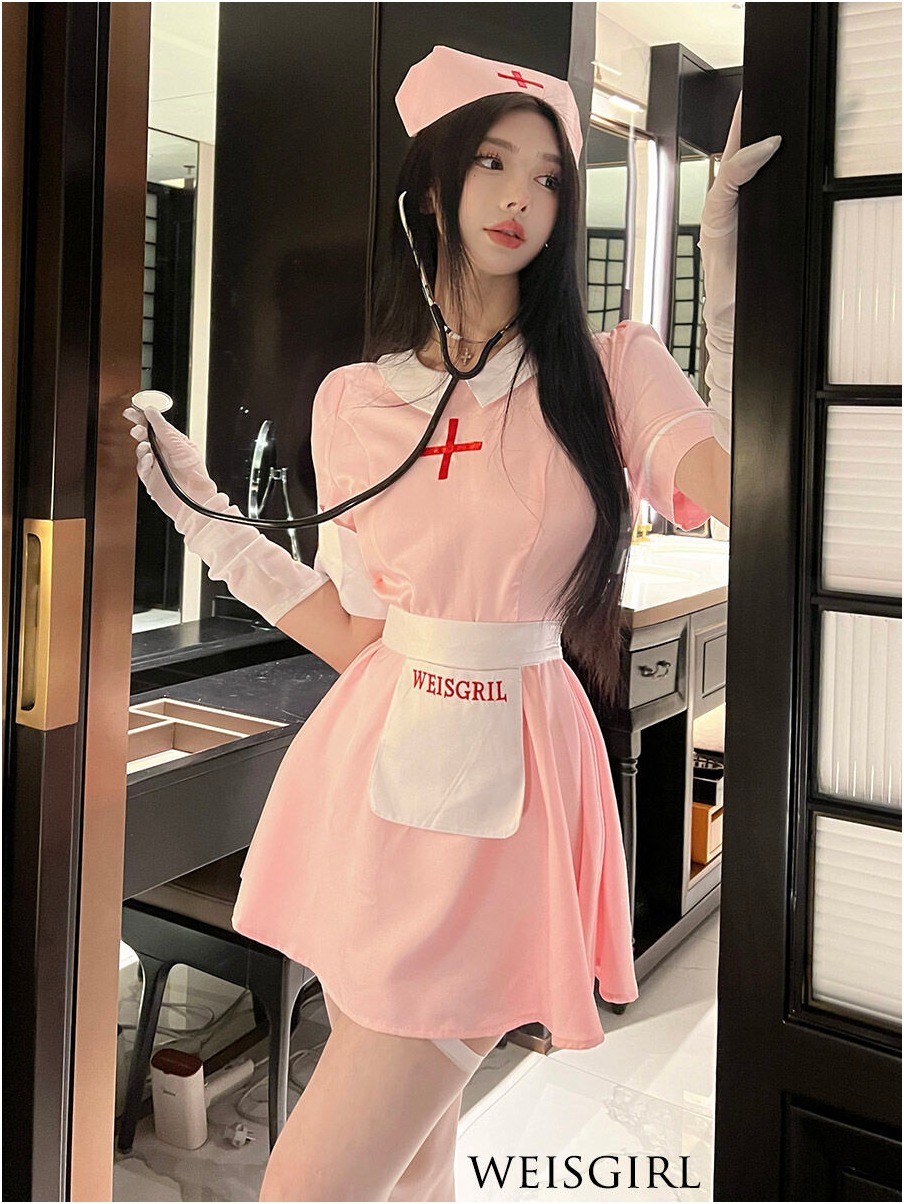 hàng cao cấp👑 CIEHCHIE | Sexy Doctor Uniform Pink Nurse Outfit Halloween Costume Pure Desire Maid Se