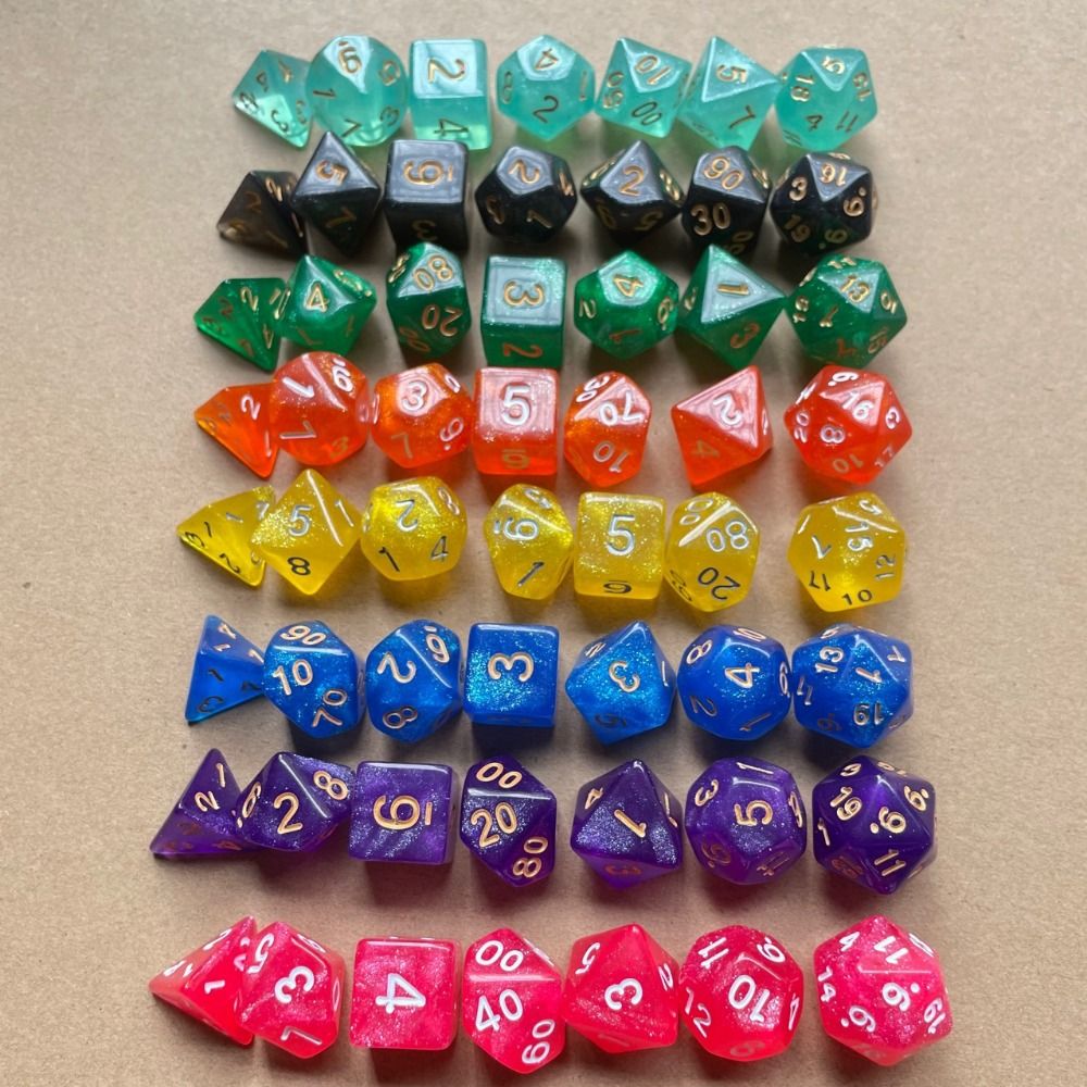 897GONGS 7Pcs/set Quà Tặng Dành cho trpg DND D4 D6 D8 D10 Xúc xắc DND Xúc xắc đa diện Xúc xắc trò chơi Trò chơi trên bàn