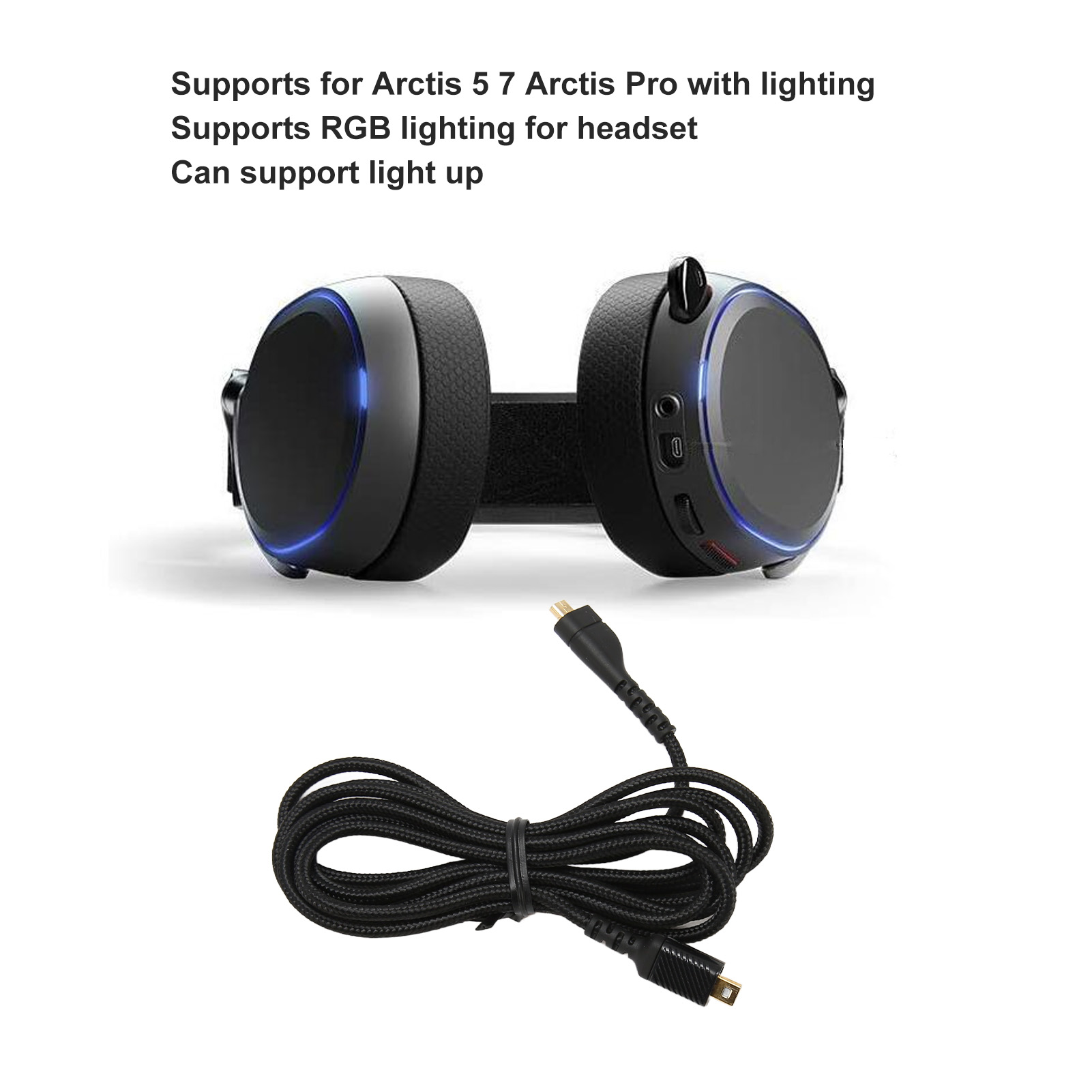 Tai nghe chơi game âm thanh cáp Card âm thanh USB dây nối 4.9ft hỗ trợ đèn RGB cho Arctis 3 cho Arctis Pro
