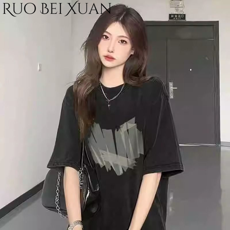 Ruo Bei Xuan Fashionable Oversized T-Shirt with Abstract Print for Women ราคา 152 บาท*ส่งฟรี