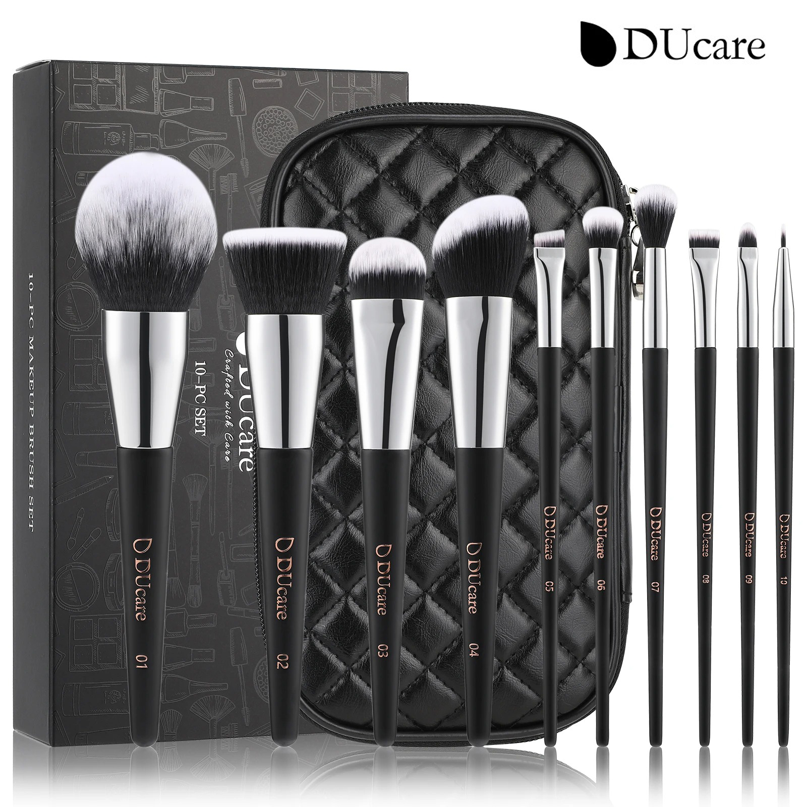  Ducare 10 chiếc Bộ bàn chải trang điểm du lịch cọ trang điểm kèm hộp bàn chải trang điểm du lịch quà tặng nữ bàn chải pha trộn kem nền Kabuki tổng hợp cao cấp màu phấn hồng che khuyết điểm phấn mắt dụng cụ trang điểm kèm Túi  đăng trong 24 giờ & 90 ngày d 